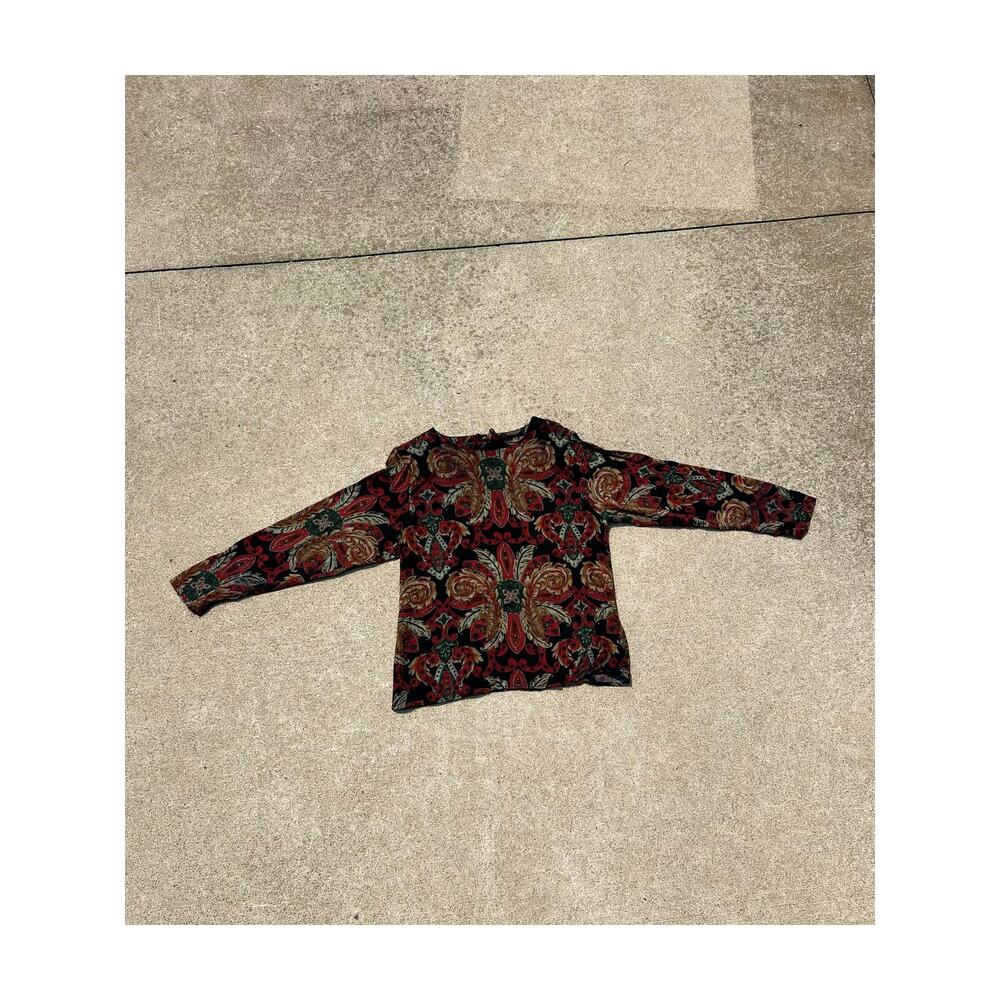 Vtg‎ Prophecy 90s Paisley Blouse Medium Retro Grunge Streetwear Padded Shoulder